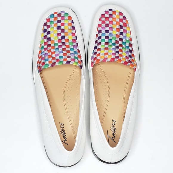Trotters Jenkins Shoes White Bright Multi Flats - Picture 1 of 3